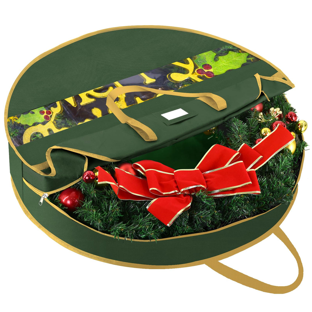 BALEINE Premium Wreath Storage Container, Oxford Christmas Wreath Storage Bags with Durable Tarp Material and Reinforced Handle for Holiday Xmas (Green, 30") BALEINE