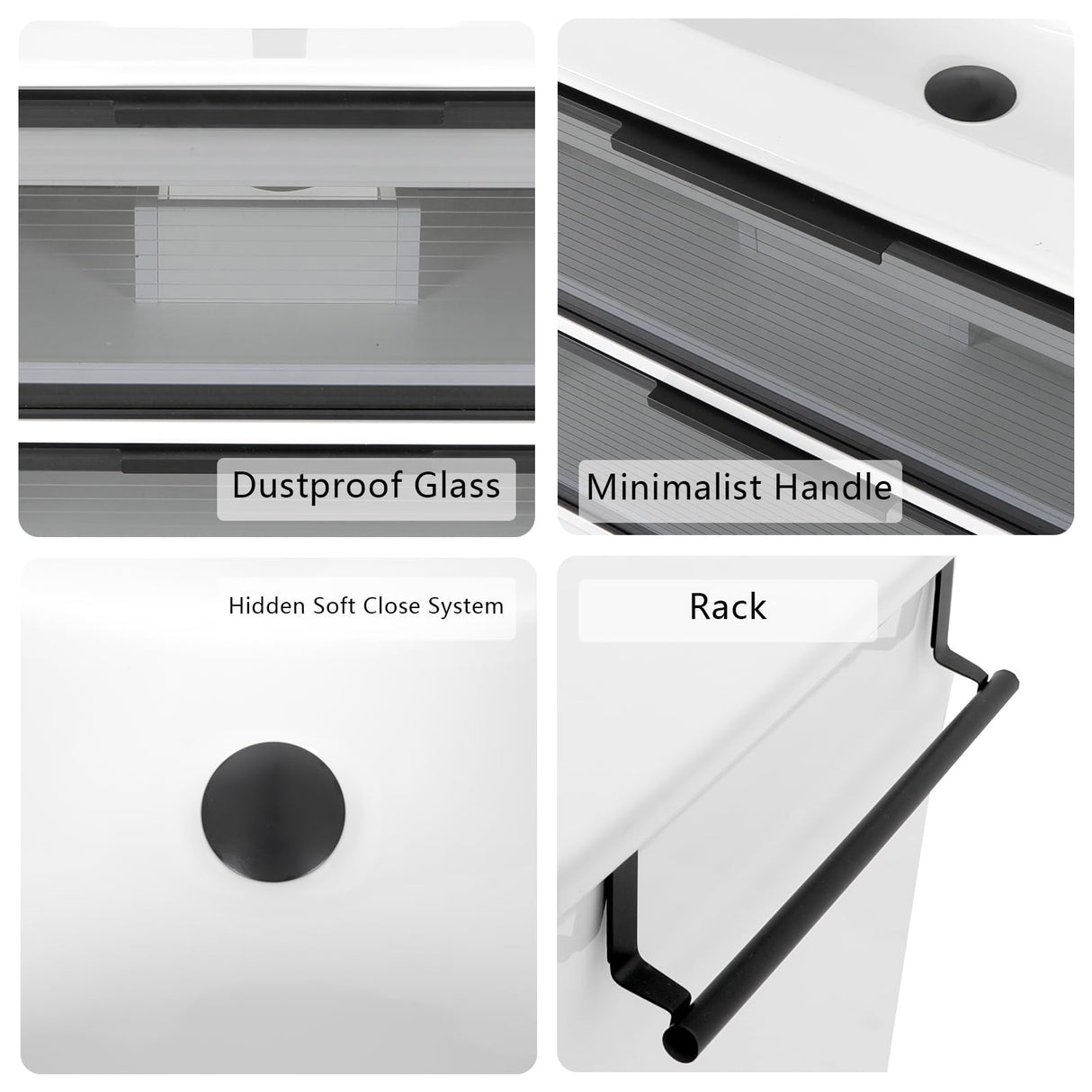 YOURLITE 30” Floating Bathroom Vanity with Sink Combo, Modern Wall Mounted Cabient with 2 Glass Doors Drawers Storage, Undermount Bathroom Ceramic Sink & Soft Closing Doors & Black Faucet YOURLITE