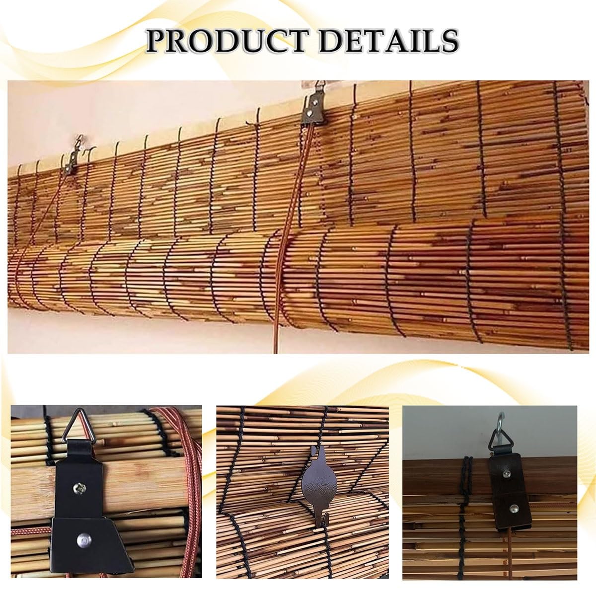 Outdoor Bamboo Roll-up Shades for Porch Patio Privacy Screen, Blackout Roller Window Blinds 48" 60" 64" 66" 72" 84" 96" Long Waterproof Reed Curtain with Lifter, Cordless Bamboo Blinds(72" x 84") KAKVSRBPER