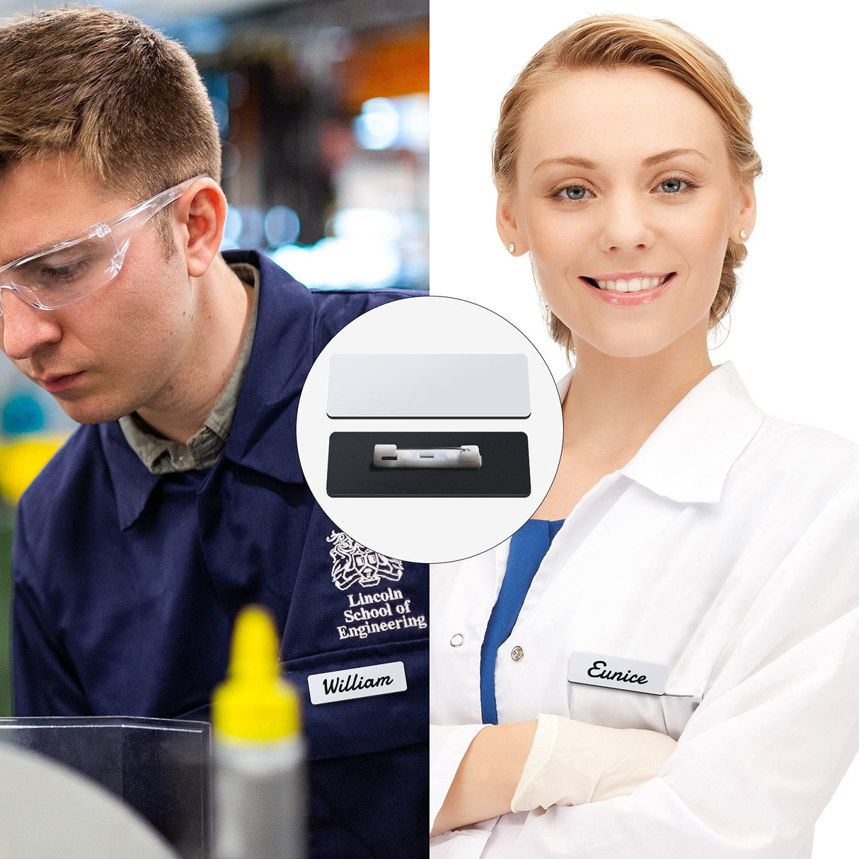 Name Tag Blank Name Badges 1 x 3 Inch DIY Blank ID Name Badge with Pin Backing for Office Workers Students, Personalized Badges Making (25 Pieces) TecUnite