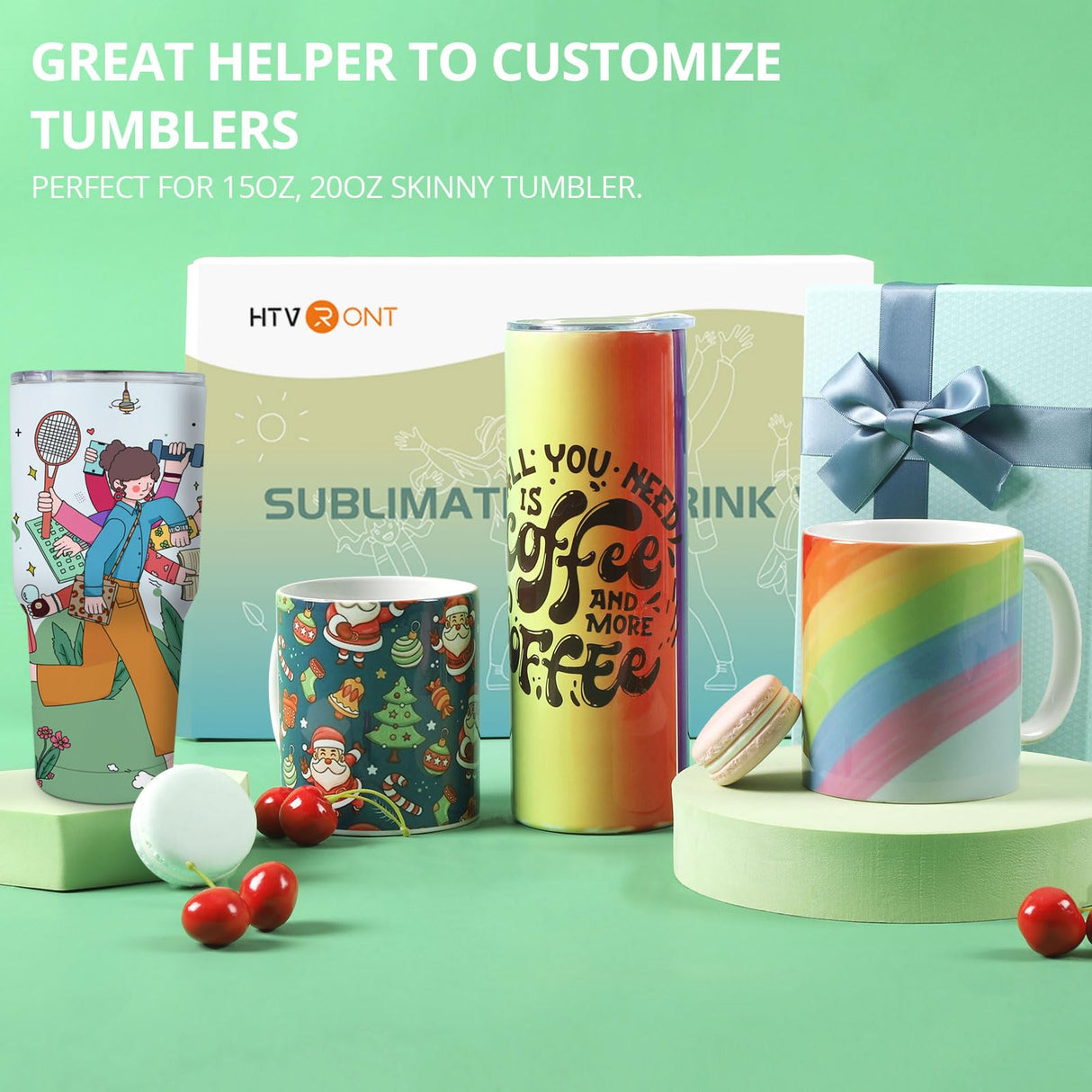 HTVRONT Shrink Wrap for Sublimation Tumblers 8 X 12 Inch - 60PCS Sublimation Shrink Wrap Sleeves, Heat-Resistant Tumbler Shrink Wrap Film HTVRONT