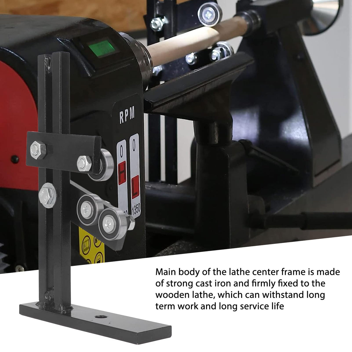 Wood Lathe Steady Rest, Woodworking Wood Lathe Tools and Accessories with 3 Fixing Wheels & Adjustable Wheel Position, L Shape Stable Lathe Tool Rest Wood Cast Iron Steady Rest Focket