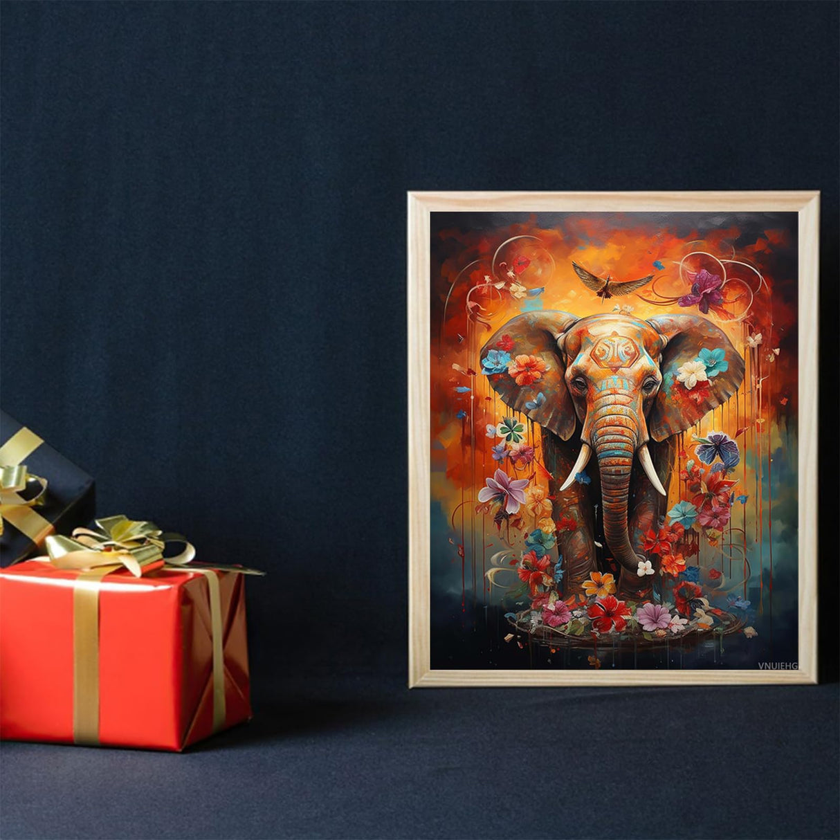 VNUIEHG Elephant Paint by Numbers for Adults, Acrylic Oil Painting by Numbers Kits for Beginner with Paintbrushes Brushes Paintwork Art Canvas for Home Decor 16x20 inch / 40x50 cm VNUIEHG