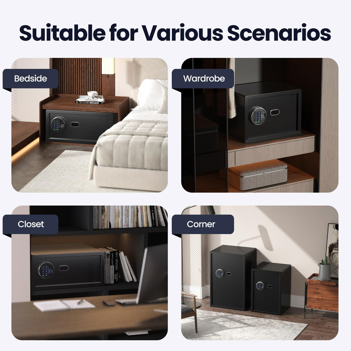 Grimtron Biometric Gun Safe (3.46 cu. ft.) – Quick Access Multiple Handgun Storage with Fingerprint & Backlit Keypad, Secure Pistol Safe Box with Door Organizer & Gun Rack Grimtron