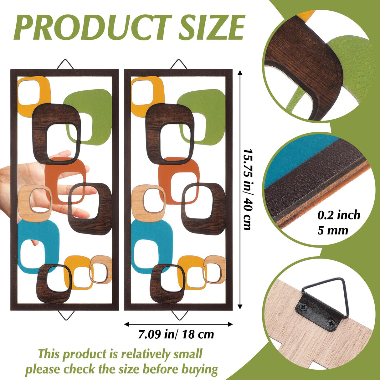 CroBlissful 2 Pcs Mid Century Wall Art Mid Century Modern Wall Decor Elegance Wall Accents Wood Abstract Decor Geometric Panels for Interior Wall Decor Panel Wall Art for Home Living Room(Geometric) CroBlissful