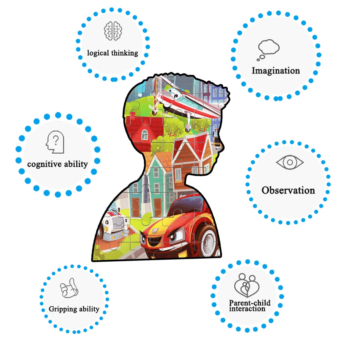 LELEMON Puzzles for Kids Ages 4-8 Vehicles Jigsaw Puzzles in a Metal Box for Kids Boys Girls 100 Pieces Fire Truck Ambulance Police Car Helicopter Aircraft Learning Educational Puzzles LELEMON