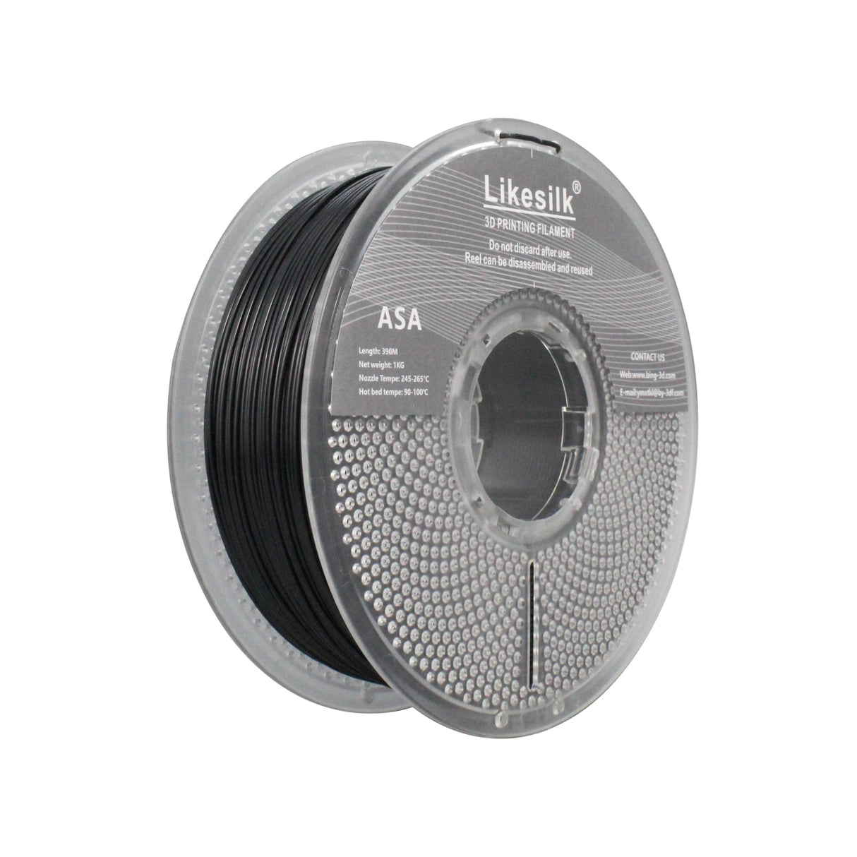 Likesilk 3D Printer Filament, Heat & Weather Resistant ASA 3D Rinting Filament Perfect for Printing Outdoor Functional Parts ASA Black 1KG Likesilk