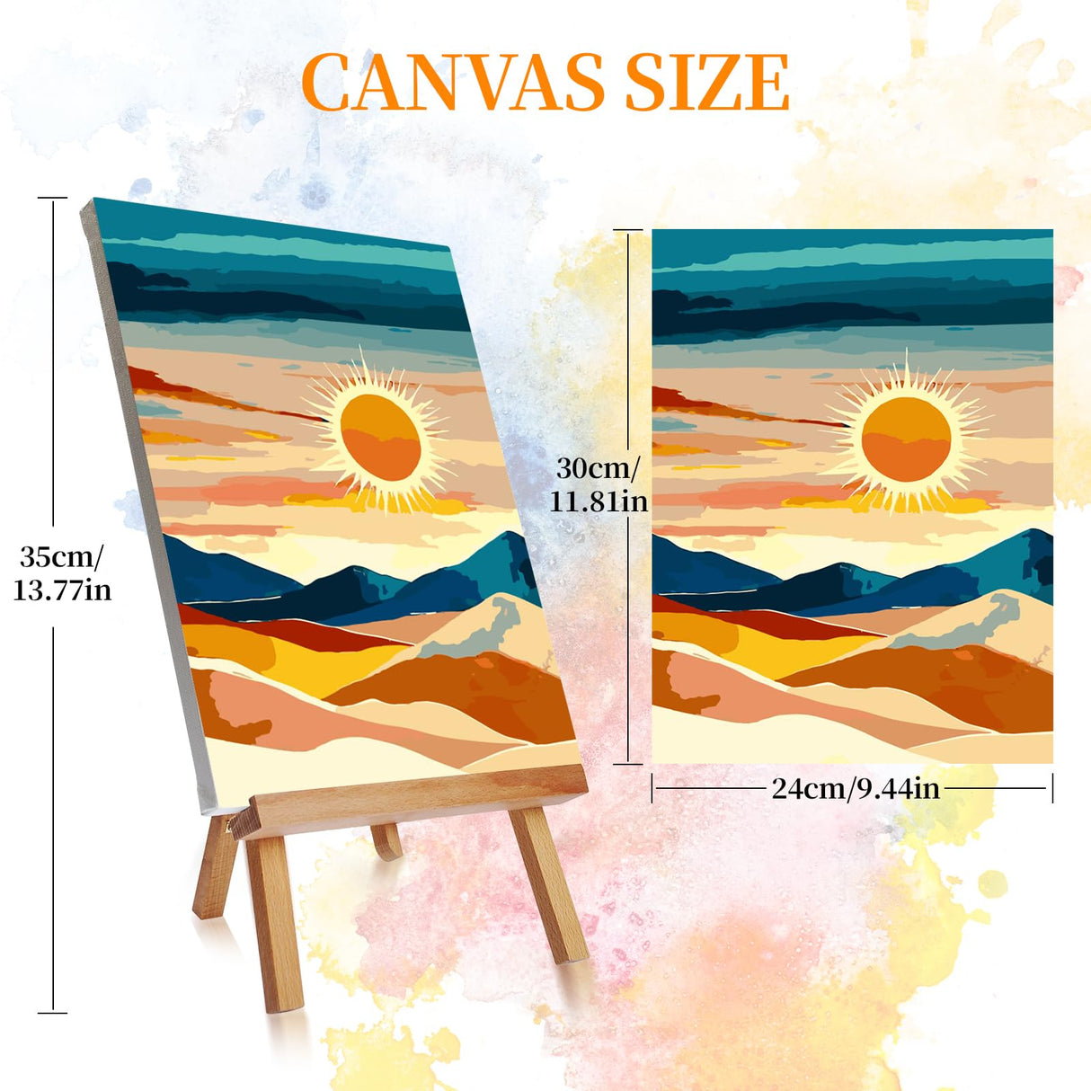 Ninonly 4 Pack Paint by Number for Adults Framed Canvas, Sunset Arts for Adults Beginner with Wooden Easel, Paint Brushes, Acrylic Paint Set for Home Wall Decor, 9 * 12 Inch Ninonly