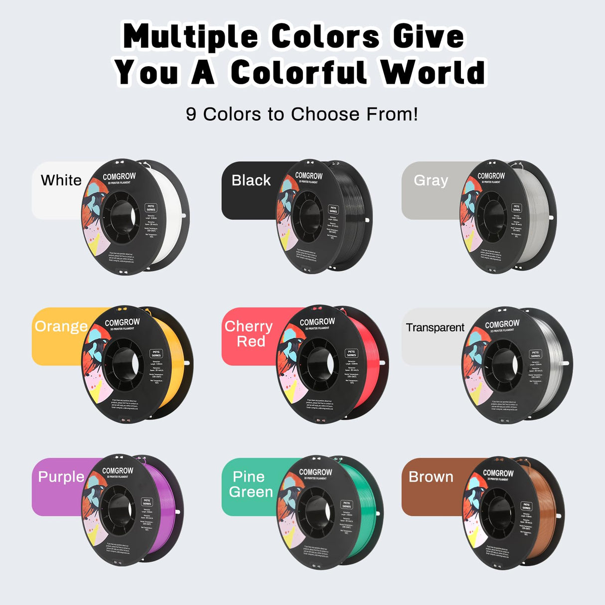 Comgrow PETG 3D Printer Filament 1.75mm, High Precision and Tough 3D Printer Filament 2kg (4.4LBS), Dimensional Accuracy +/- 0.02 mm, Fit Most 3D Printers Black+Black Comgrow