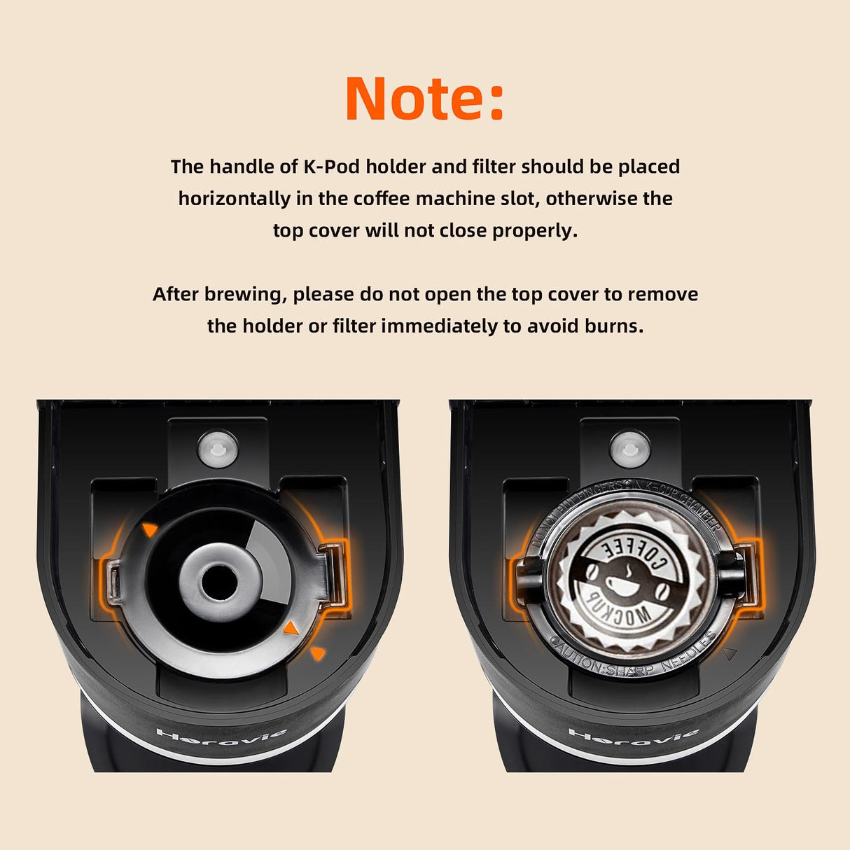 Horavie Mini Single Serve Coffee Maker for K Cup and Ground Coffee, Fast Brew One Cup Coffee Machine with Descaling Reminder and Water Window, 6 to 12 oz. Brew Sizes, Black Horavie