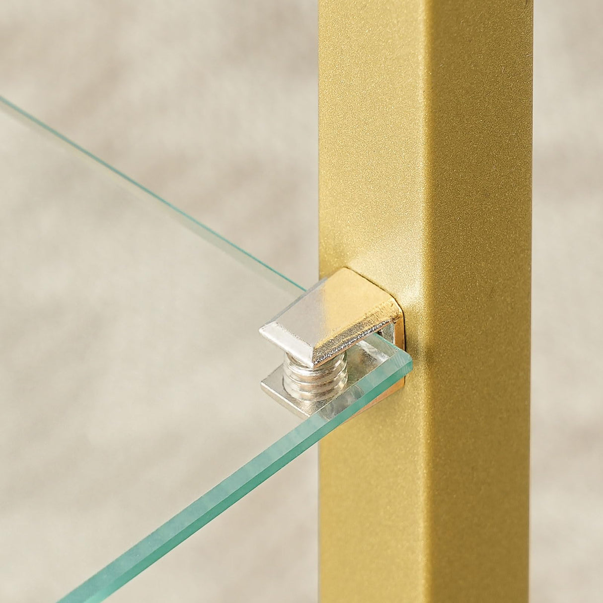 HOOBRO Corner TV Stand with Power Outlet for TVs up to 60", Modern 55" Corner TV Console Table with Open Shelves, Tempered Glass Media Entertainment Center for Living Room, Bedroom, Gold GD143UDS01 HOOBRO