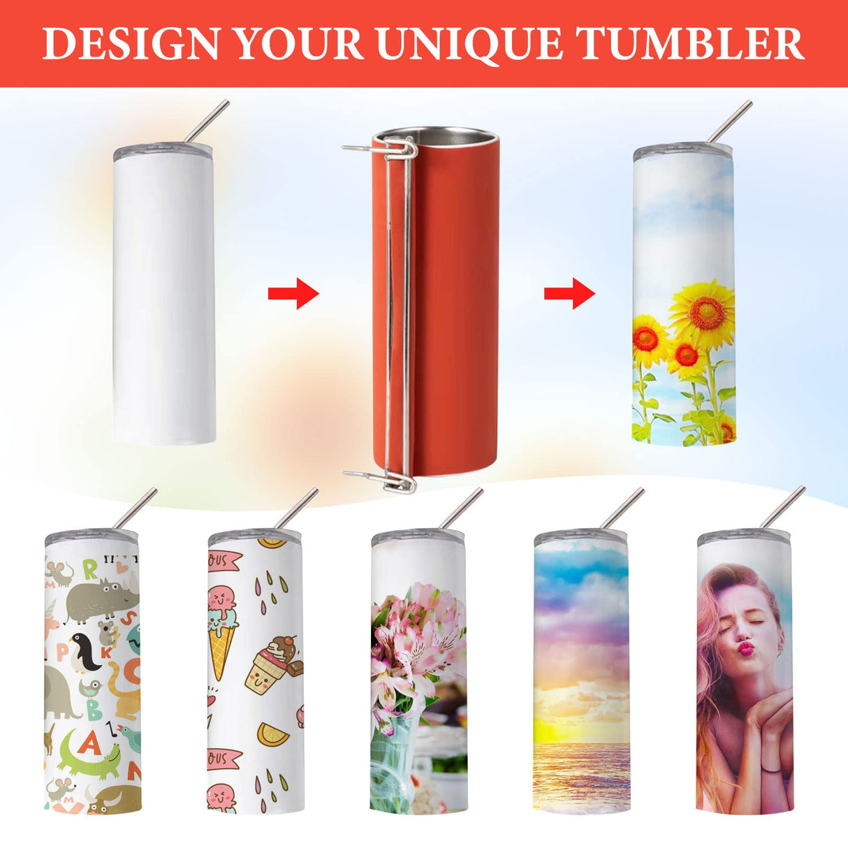 dcvbny 3 PCS 3D Sublimation Silicone Tumbler Mug Wrap with 1 Pair Gloves,11 oz, 15 oz, 20 oz Heat Press Mug Clamps Silicone Cup Clamp Cup Transfer Mug Wrap Fixture for Printing dcvbny