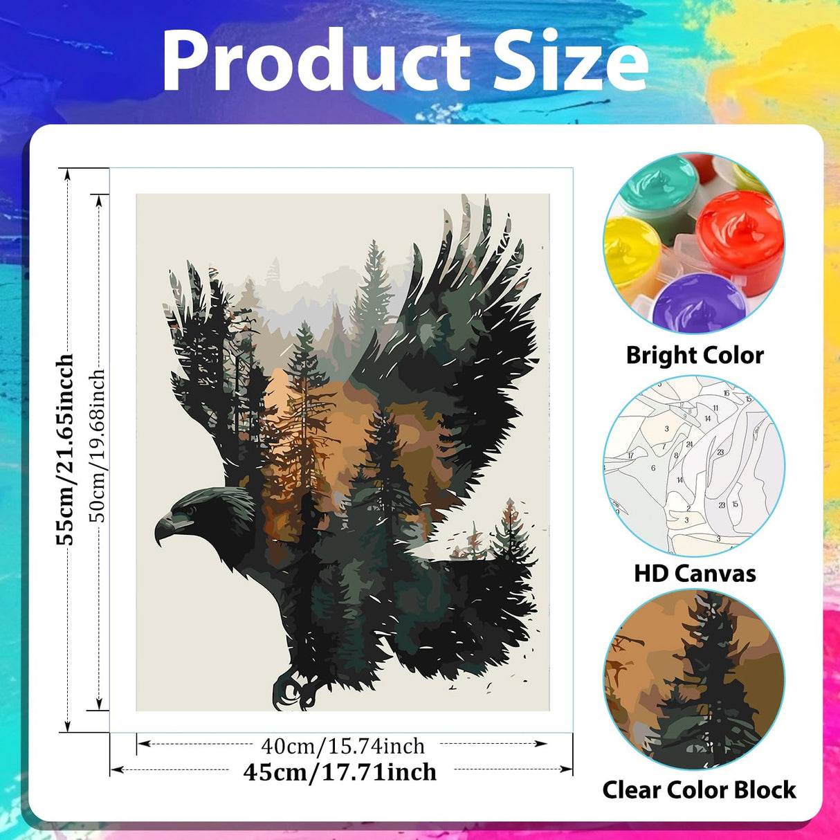 xcemhil Eagle Paint by Numbers Kit for Adults, Eagle Painting by Numbers, Adult Paint by Number Kits Suitable for Gifts and Interior Decor 16x20 Inch xcemhil