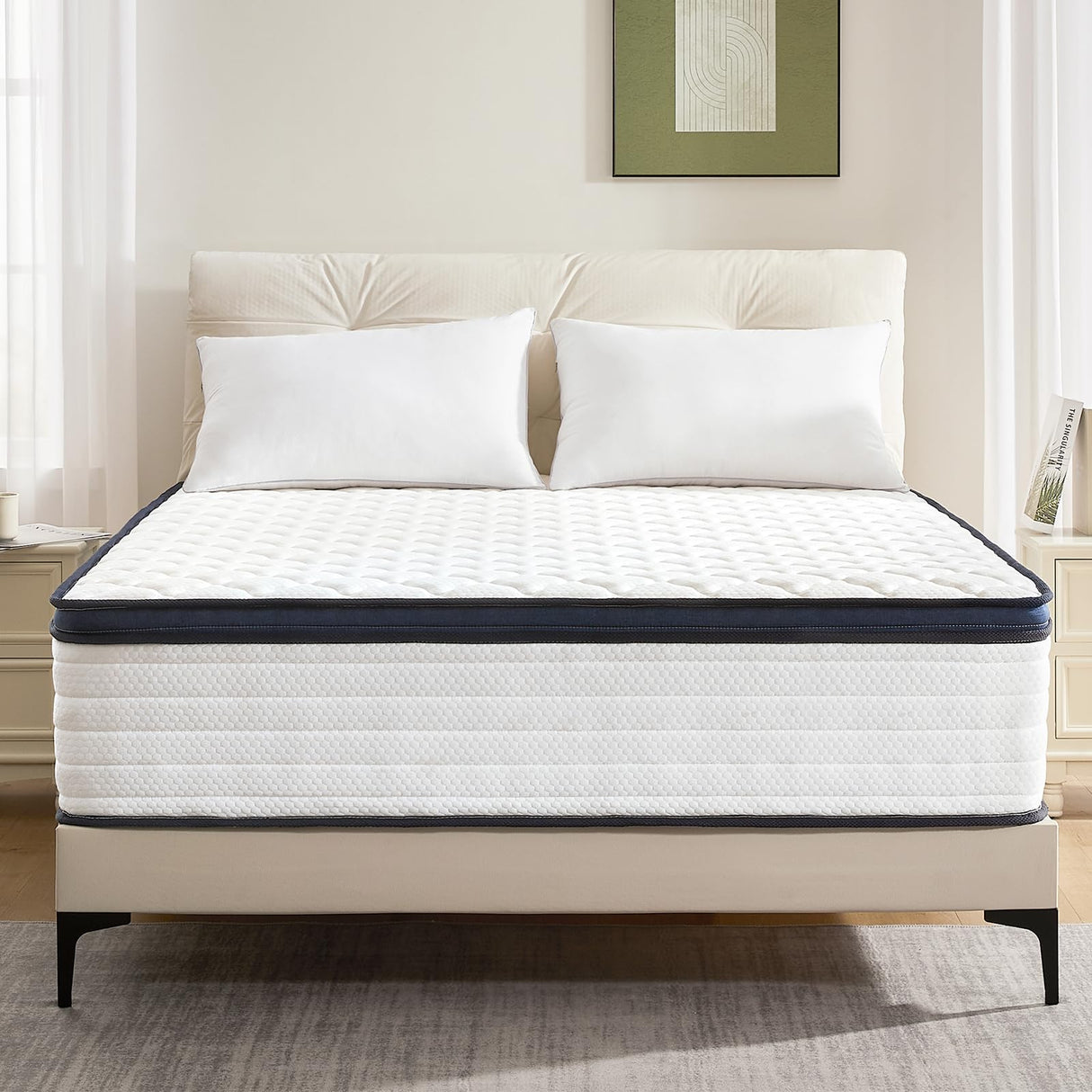 Ablyea Mattress King Size Bed 14 inch Hybrid Mattresses with Pocket Coils Springs, Pressure Relieve, Motion Isolation, Edge Support, CertiPUR-US & Oeko-TEX Certified Medium Firm Ablyea