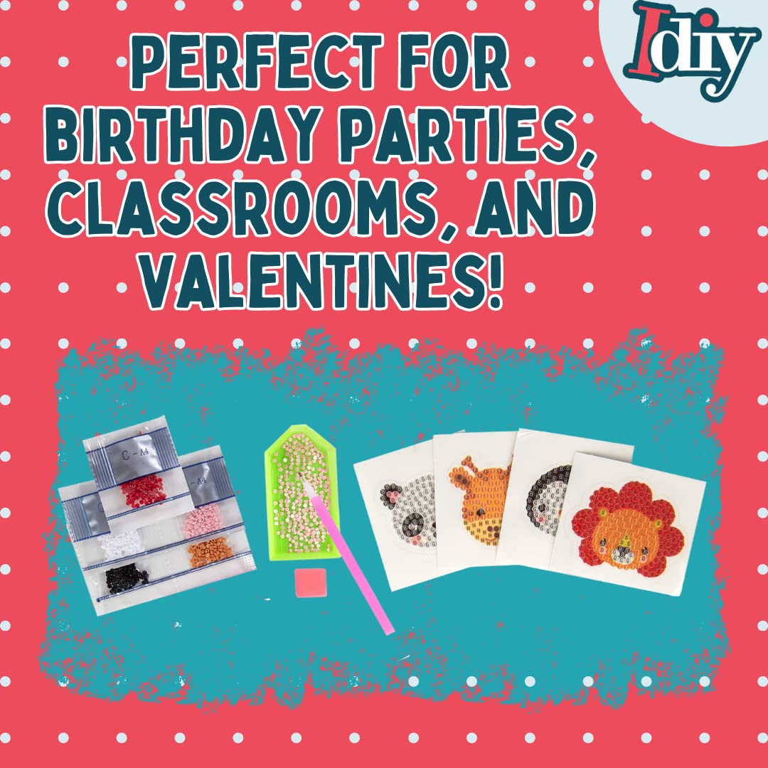 SCS Direct Kid's Birthday Party Diamond Gem Painting Craft Favor Kits -Zoo Buddies- 20 Individually Packaged, All-in-One Packs for Boys & Girls -Fun & Unique Gem Classroom Art Project Activity Gift SCS Direct