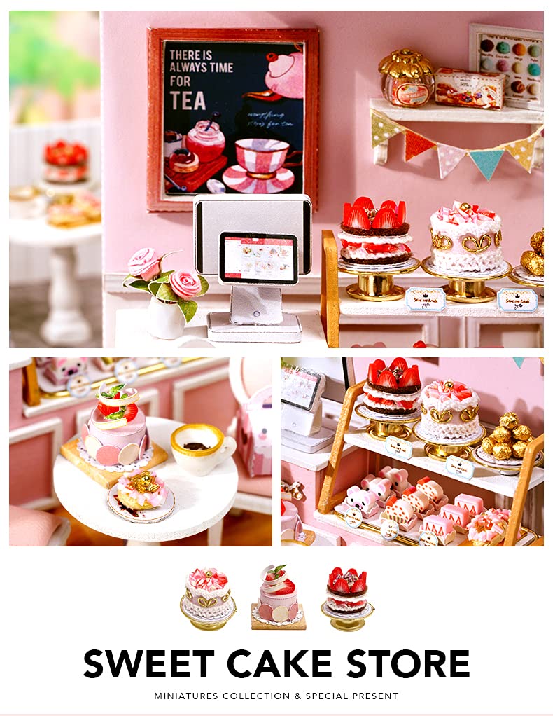 Kisoy Dollhouse Miniature with Furniture Kit, DIY 3D Wooden DIY House Kit with Dust Cover,Handmade Tiny House Toys for Teens Adults Gift(Sweet Talk) Kisoy