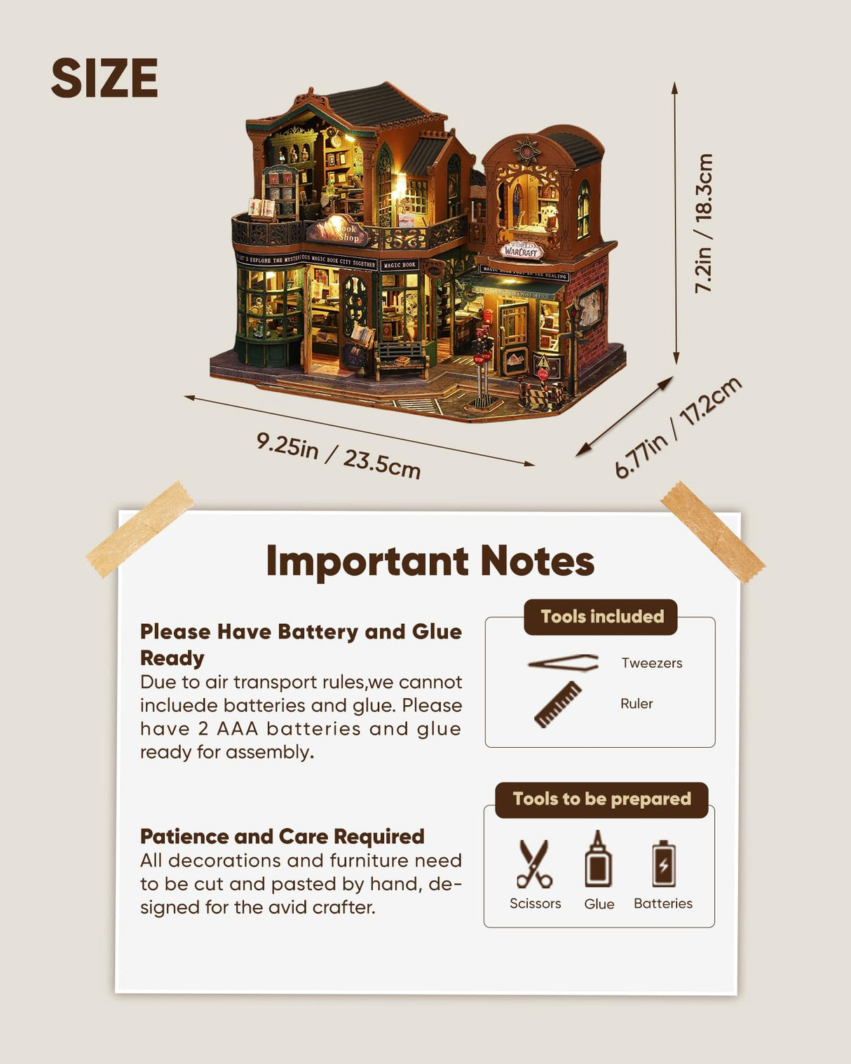 DIY Miniature House Kit, Mayberry Street Miniatures, Magic House Miniature kit, Model Building Craft Diorama Kit, Ideal Gifts for Birthday Easter Christmas(Magic Book Shop) Flybean