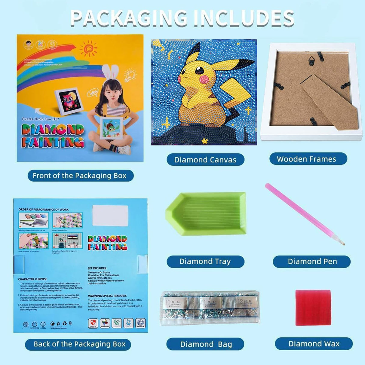 Gearock Diamond Art Kits with Frame, 5D Starry Night Easy DIY Cute Cartoon Big Gem Art Painting Kits for Adult Beginners Anime Lovers Halloween Christmas Birthday Gifts, 7x7 Inch Gearock