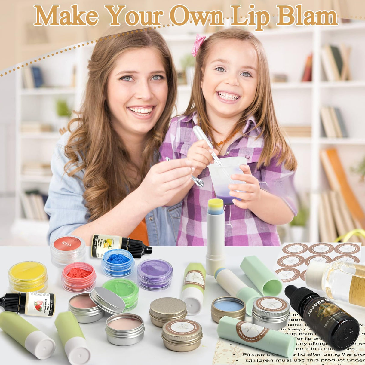 JUYRLE Lip Balm Making Kit- Coconut Lip Gloss Kit with Beeswax, Jojoba Oil, and Coconut Oil for Adults & Girls, Make Your Own Lip Balm– DIY Moisturizing Lip Care JUYRLE