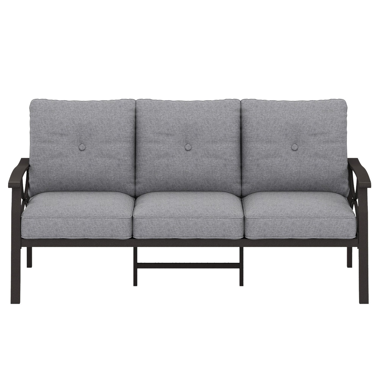RoyalCraft Patio 3 Seats Sofa, All-Weather Outdoor Couch, Patio Furniture Sofa,Khaki Metal Furniture with Gray Cushions RoyalCraft
