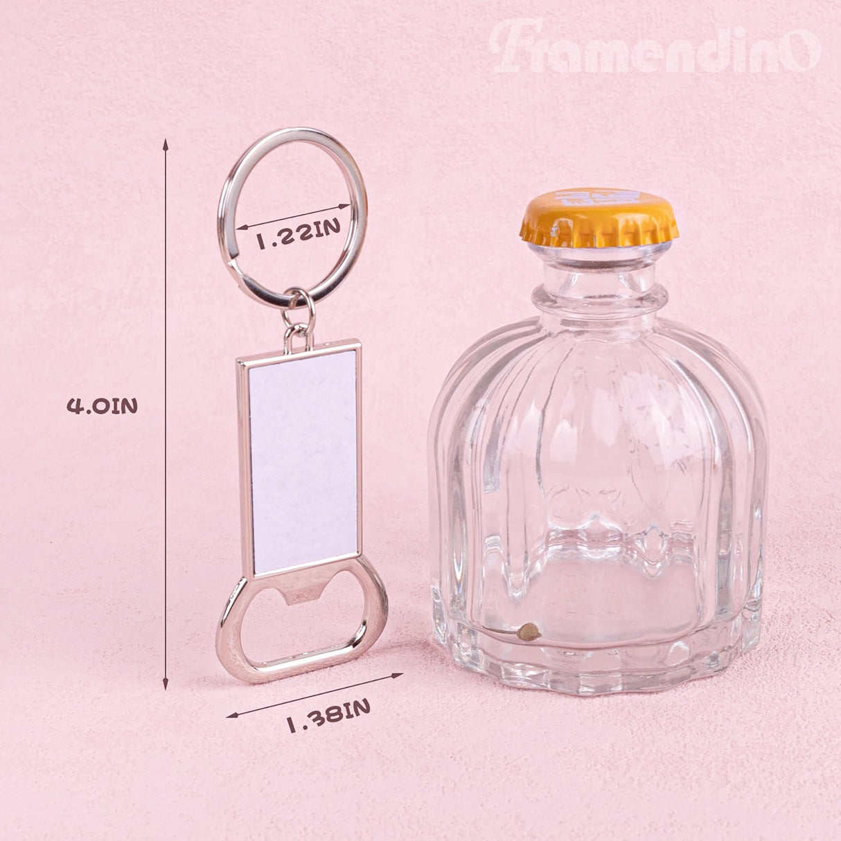 Framendino, 10 Pack Sublimation Blanks Bottle Opener Metal Keychains Blank Key Rings for Sublimation Photo Framendino