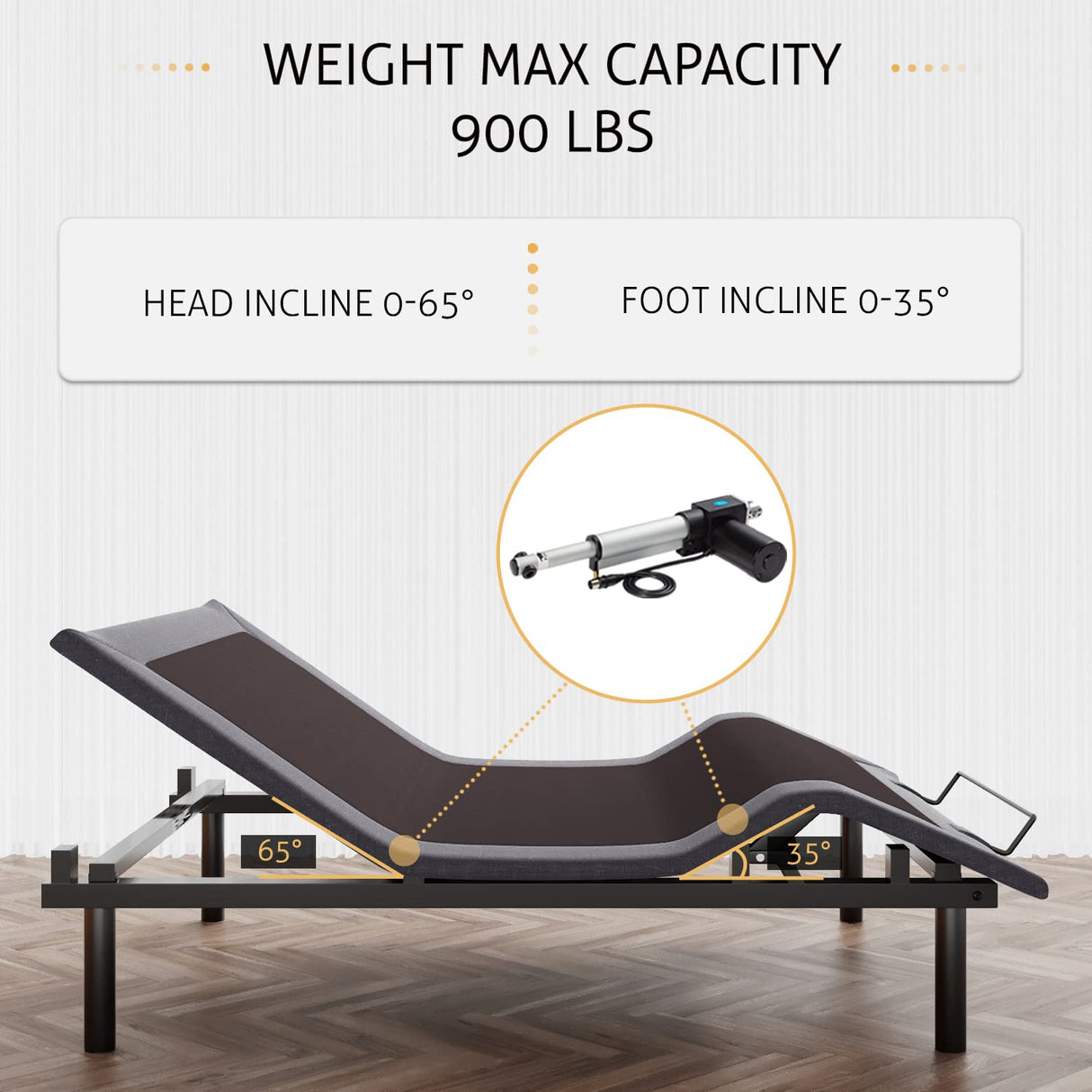 SHA CERLIN Electric Adjustable Bed Base, Ergonomic Basic King Size Bed Frame with Upgraded Motors and Wireless Remote Control, Independent Head and Foot Incline, Assembly Required SHA CERLIN
