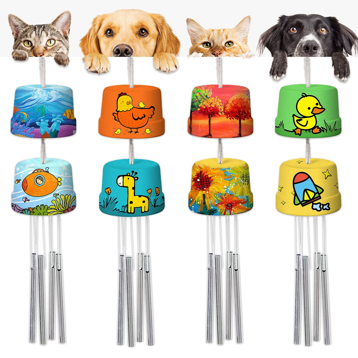 3-Pack DIY Wind Chime Kits- Arts and Crafts for Boys Girls Kids Ages 8-12 4-8 6-8 5-7 3-5, Construct & Paint Birthday Holiday for Kids HOSKO