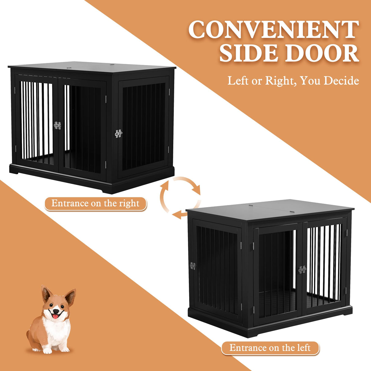 PUPETPO Furniture Style Dog Crate with Cushion, Dog Kennel Medium, Dog Crates, Dog Cage for Small and Medium Dogs, Decorative Dog Kennel with Flip-top Plate, Chew-Proof Metal Bars, Black PUPETPO