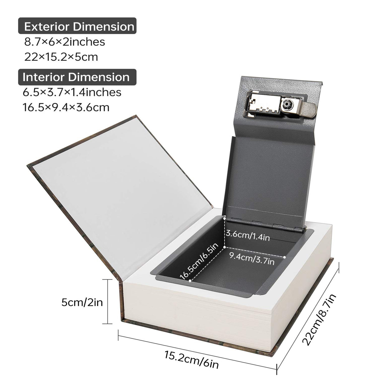 Chinoiserie Diversion Book Safe Storage Box (Size 8.7"×6"×2") With Security Combination Lock, Chinese style Ornaments Secret Hidden Safe (The Art of War - Combination Lock) PACOLO