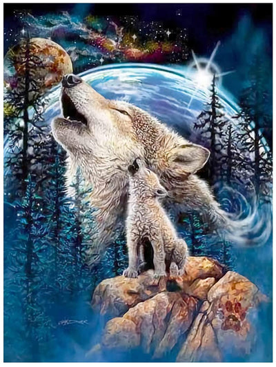 KEUASDV Diamond Painting Kits for Adults, Wolf 5D DIY Diamond Art Kits Full Drill Diamond Dots for Gift Wall Decor and Relaxation Gem Arts 12x16 inch
