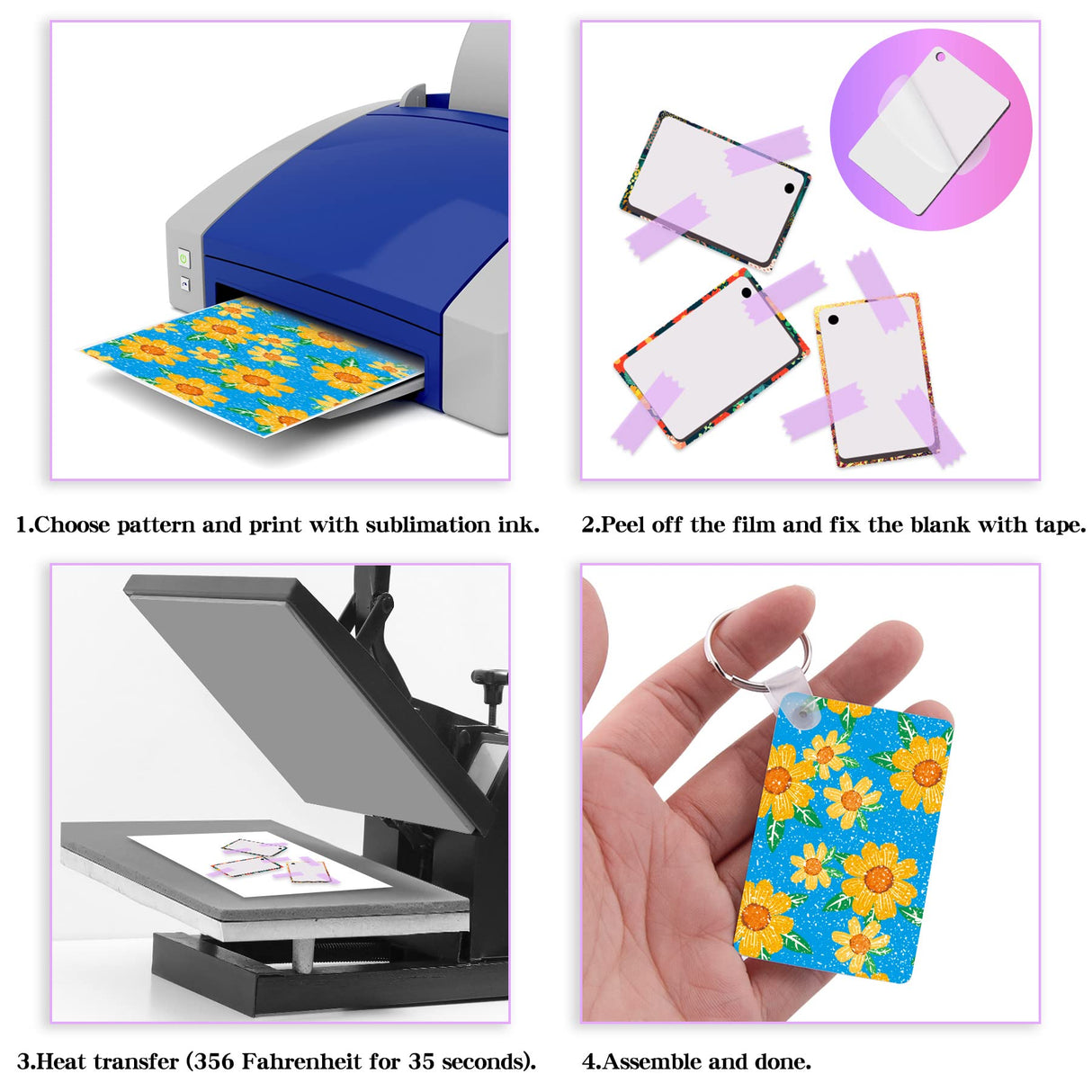 Duufin 150 Pieces Rectangle Sublimation Keychain Blanks Double Side Heat Transfer Blanks MDF Blank Board Key Rings Blanks for Sublimation DIY and Craft Duufin