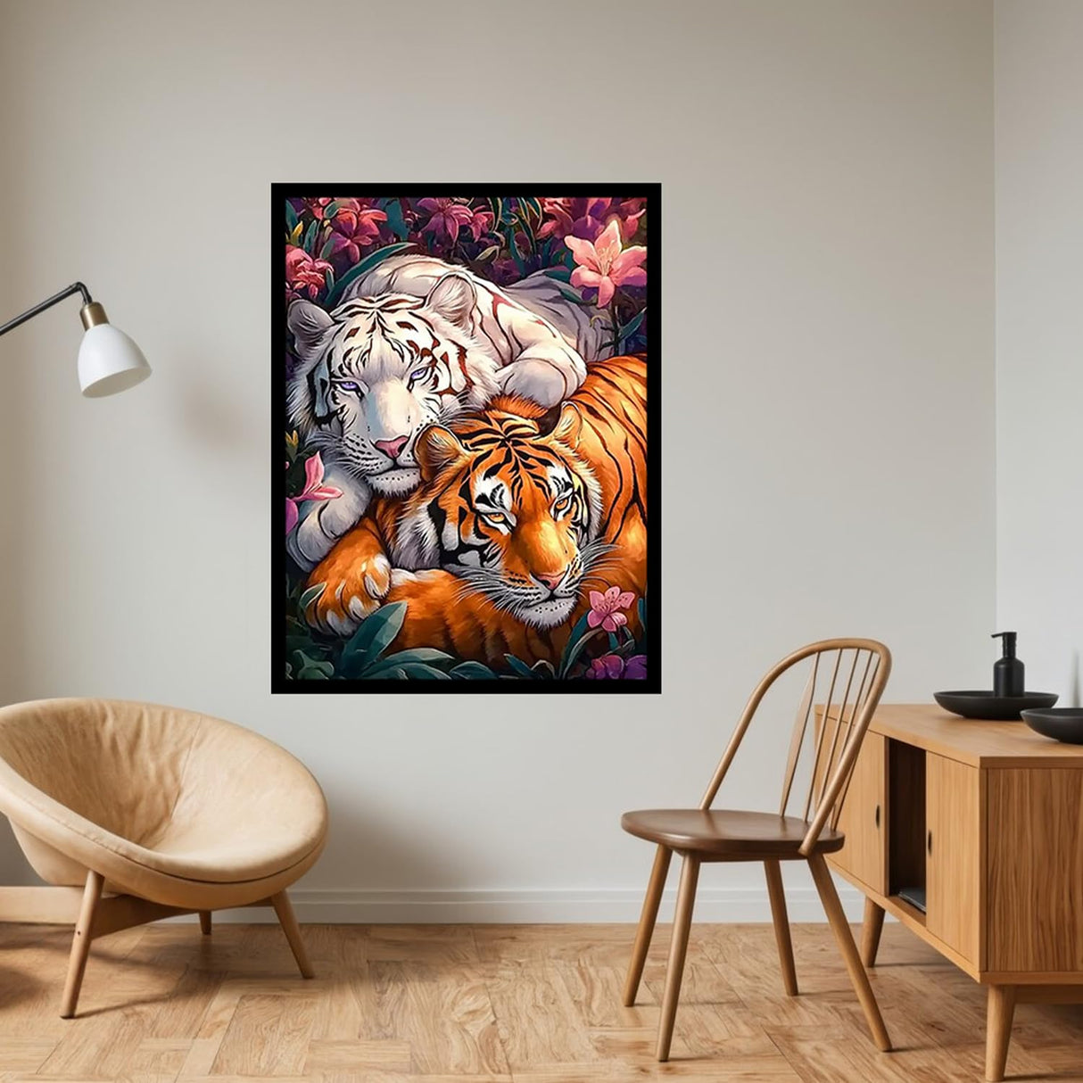 CHWGLFGG 5D Diamond Art Kits for Adults Beginners, Two Tigers Diamond Painting Kits, DIY Full Round Drill Paint by Diamonds Dot Gem Art for Adults, Home Wall Decor 12x 16 Inch CHWGLFGG