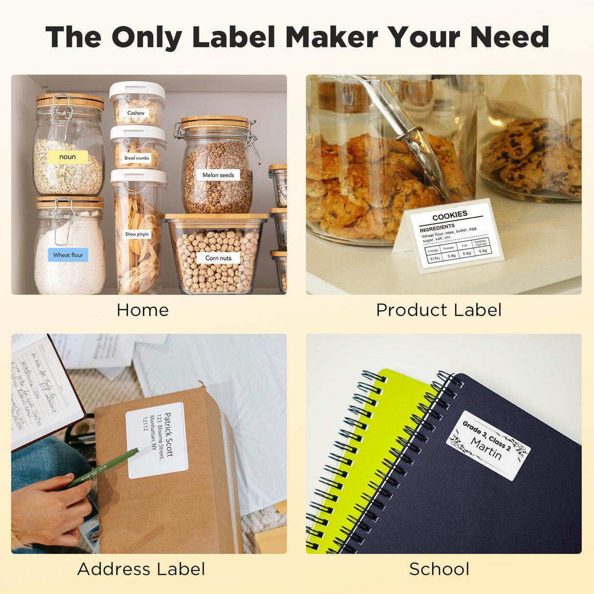 SUPVAN T50M Pro Bluetooth Label Maker Machine with Tape, Wide Waterproof Label, Versatile App with 40 Fonts and 450+ Icons, Inkless Labeler for Home, Kitchen, School, Office Organization, Black SUPVAN