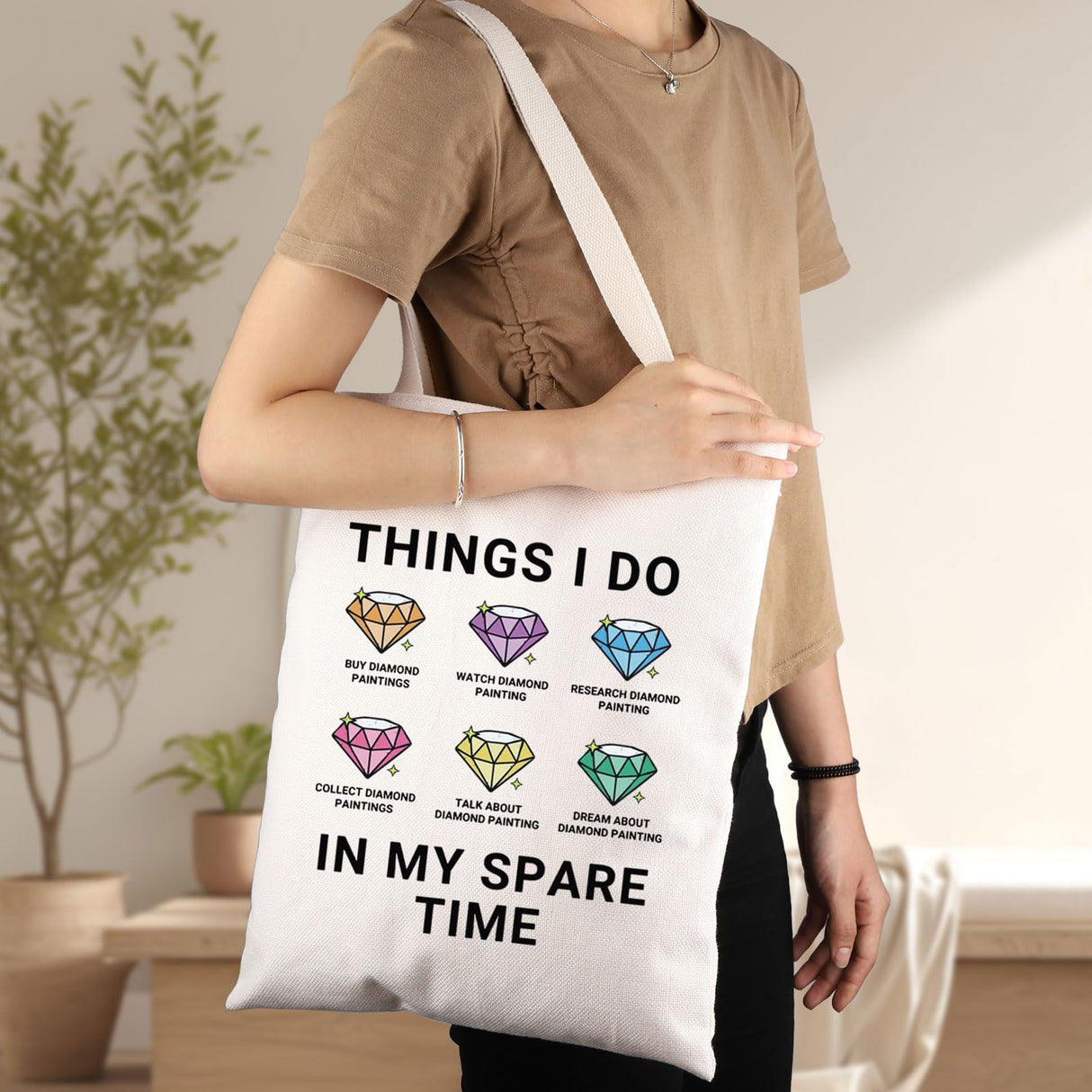 G2TUP Diamond Painting Tote Bag Diamond Art Gift Things i Do In My Spare Time Diamond Art Painting Shoulder Bag (Things i Do Diamond) G2TUP