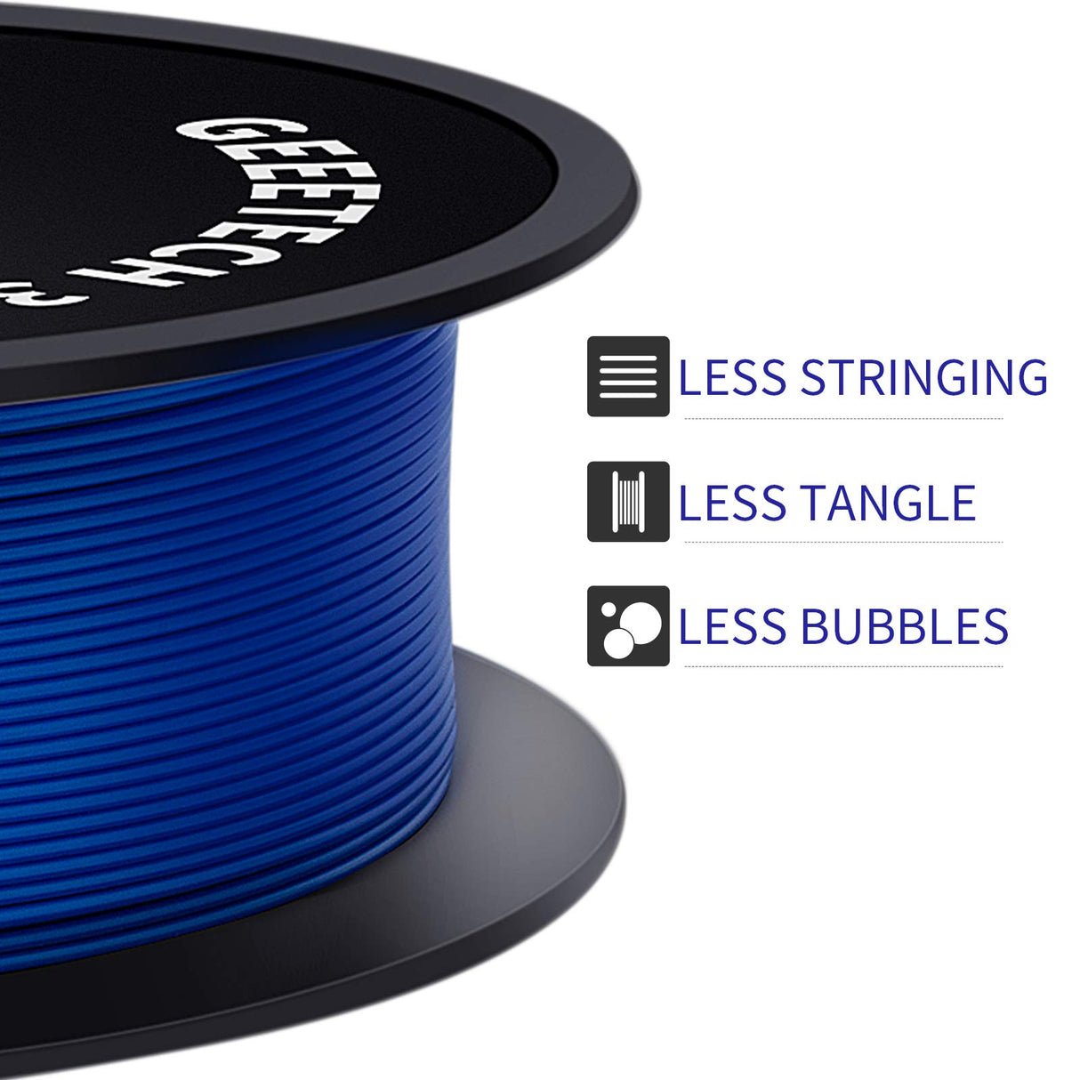 Geeetech PETG Filament 1.75mm, Upgraded High-Toughness 3D Printer Filament - 1 KG (2.2 LBS) Spool, ±0.02mm Accuracy, Neatly Wound Durable, Non-Clogging & Non-Stringing, Fits Most FDM Printers (Blue) Geeetech