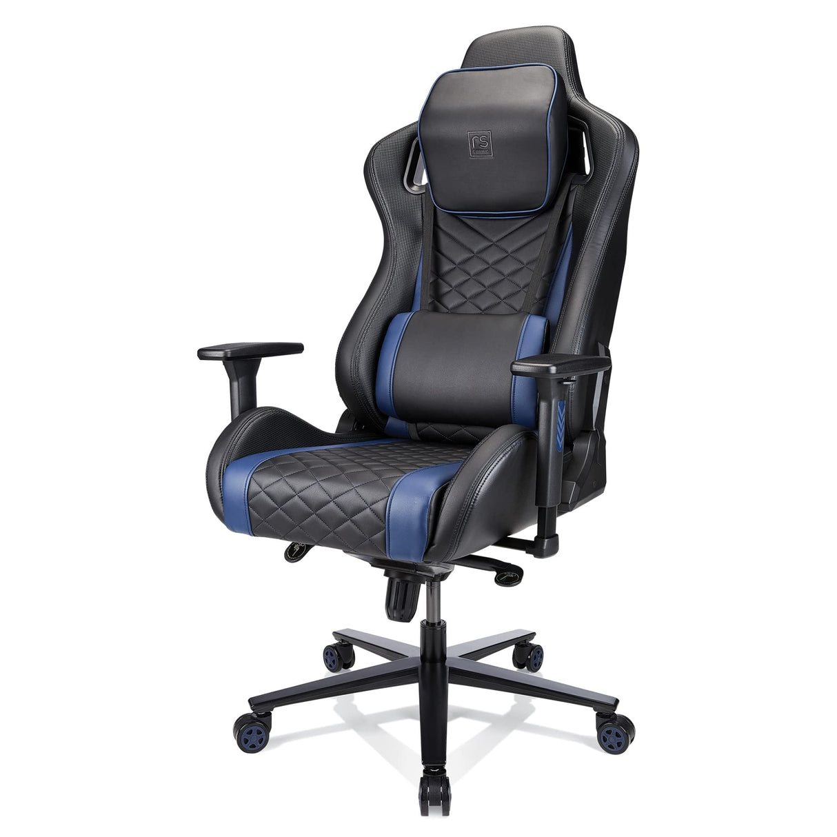 RS Gaming™ Davanti Vegan Leather High-Back Gaming Office Chair, Black/Blue, BIFMA Compliant Realspace