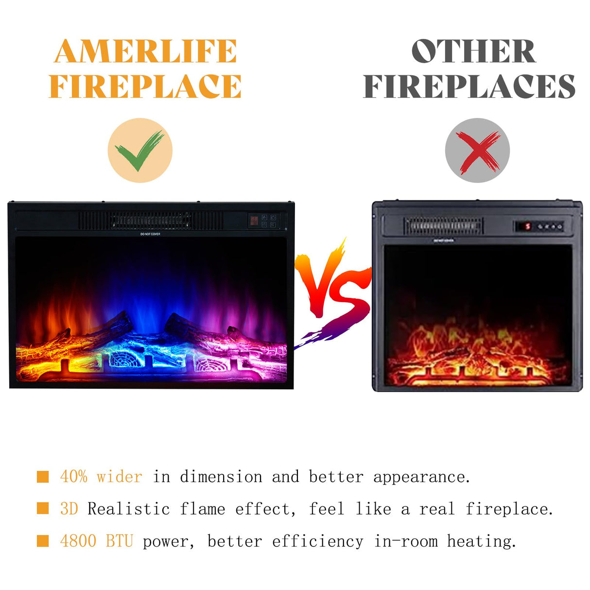 AMERLIFE 63" Farmhouse TV Stand with 26" Fireplace, for TVs up to 73", Media Entertainment Center with Adjustable Shelf & Barn Doors, Rustic TV Console Cabinet for Living Room, Dark Walnut & Wood AMERLIFE