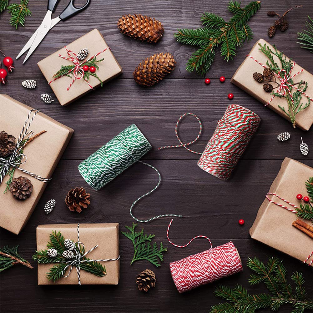 Twine String,328Ft twine rope,2mm Twine for Crafts, Art, Gardening Plants, Gift Wrapping,Home Wedding Christmas Decor(Red white) AMZWUS