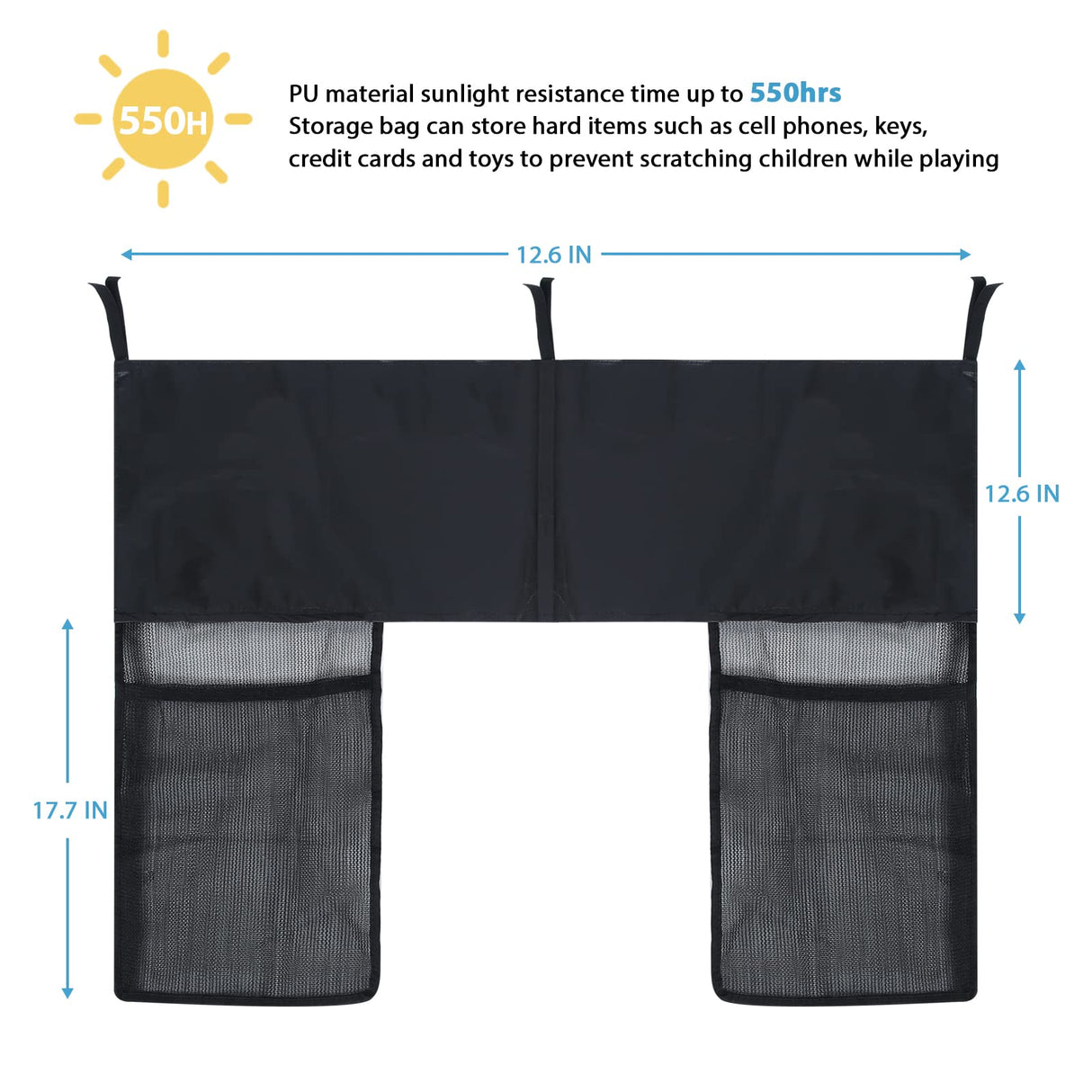 HBTower Trampoline Ladder, 2 Steps with Wide Steps, Trampoline Storage Bag, Universal Hook, 220 lbs Capacity Trampoline Accessories for Children Kids, Black HBTower