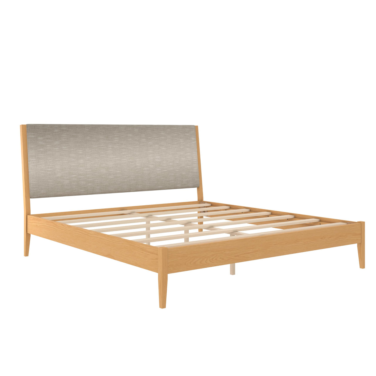 DHP Dacin Wood Bed Frame with Upholstered Headboard, King, Beige Linen DHP