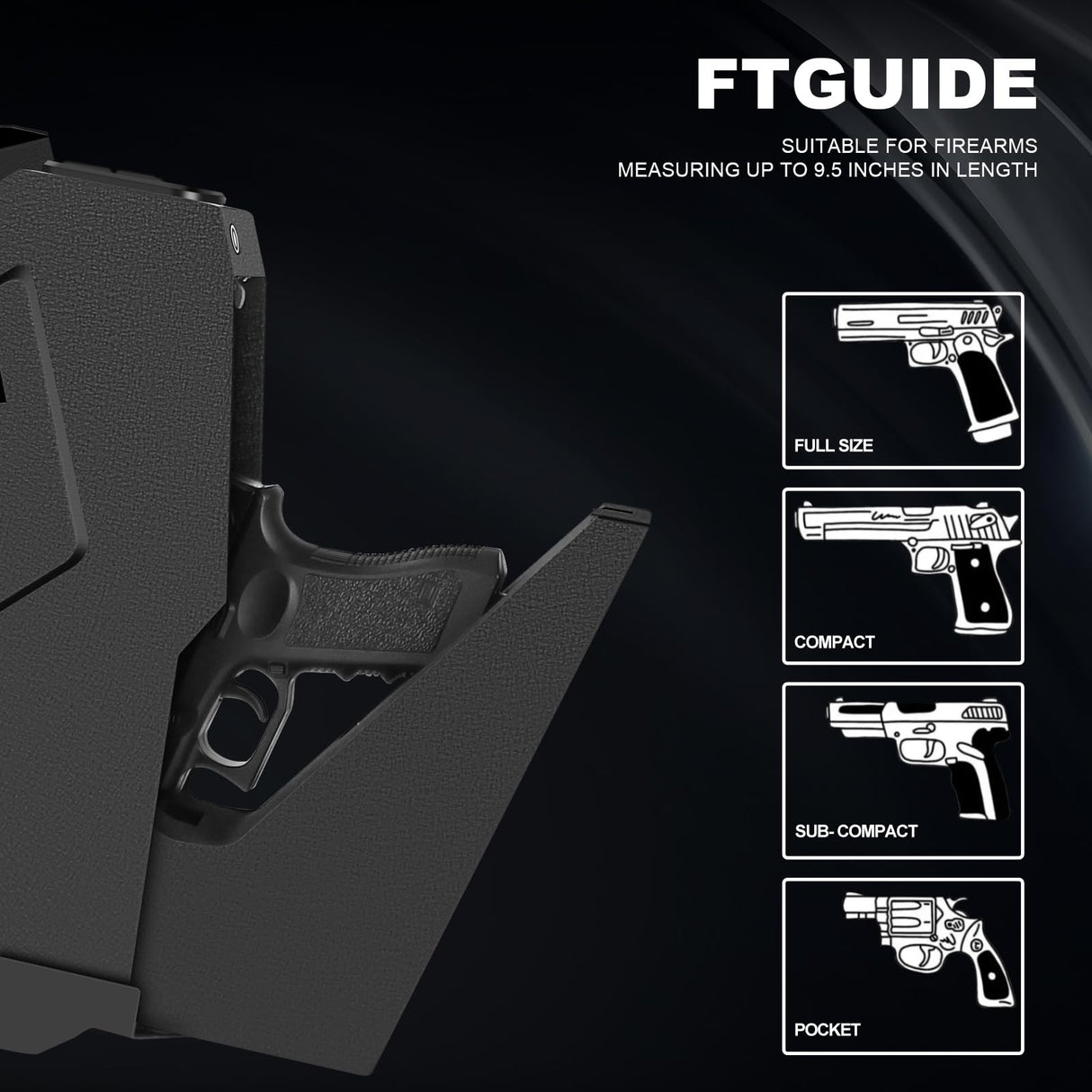 Biometric Handgun Gun Safe for Nightstand, Desk, Bed Side, Wall,Truck - Auto Open Fingerprint Hidden Safe for Pistols -with Fingerprint, Backlit Keypad, KEY Access VoleStay