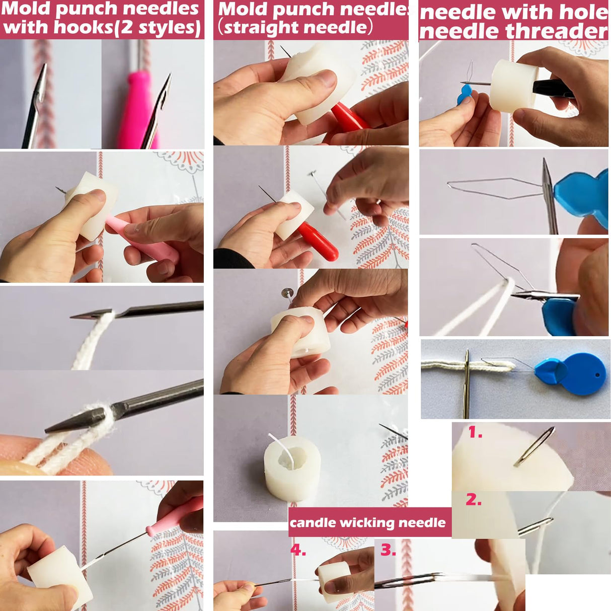 150PCS Candle Making Kits for Adults Beginners Adjustable Candlewick Hole Drill Needle for Candle,Hook Punch Needle Wick for Molds, Candle Tool Inserting Wick,Big Hole Long Needle for Taper molds TYMKLMZG