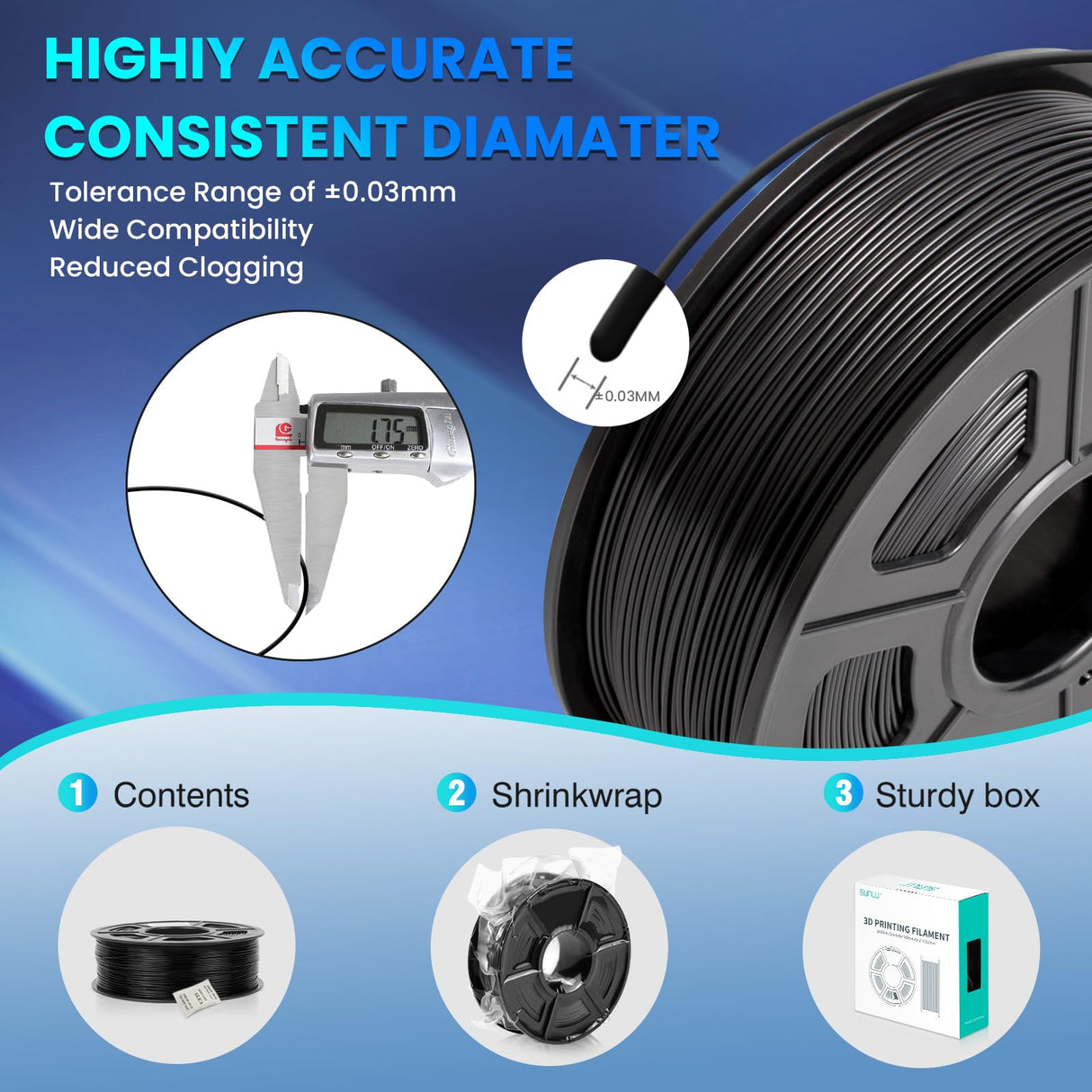 SUNLU TPU Filament 1.75mm Flexible 3D Printer Filament 1KG, 95A Soft 3D Printing Filament fit Most FDM 3D Printers, Dimensional Accuracy +/- 0.03mm, 95A Flexible Filament TPU, 1kg (2.2lbs), Black SUNLU
