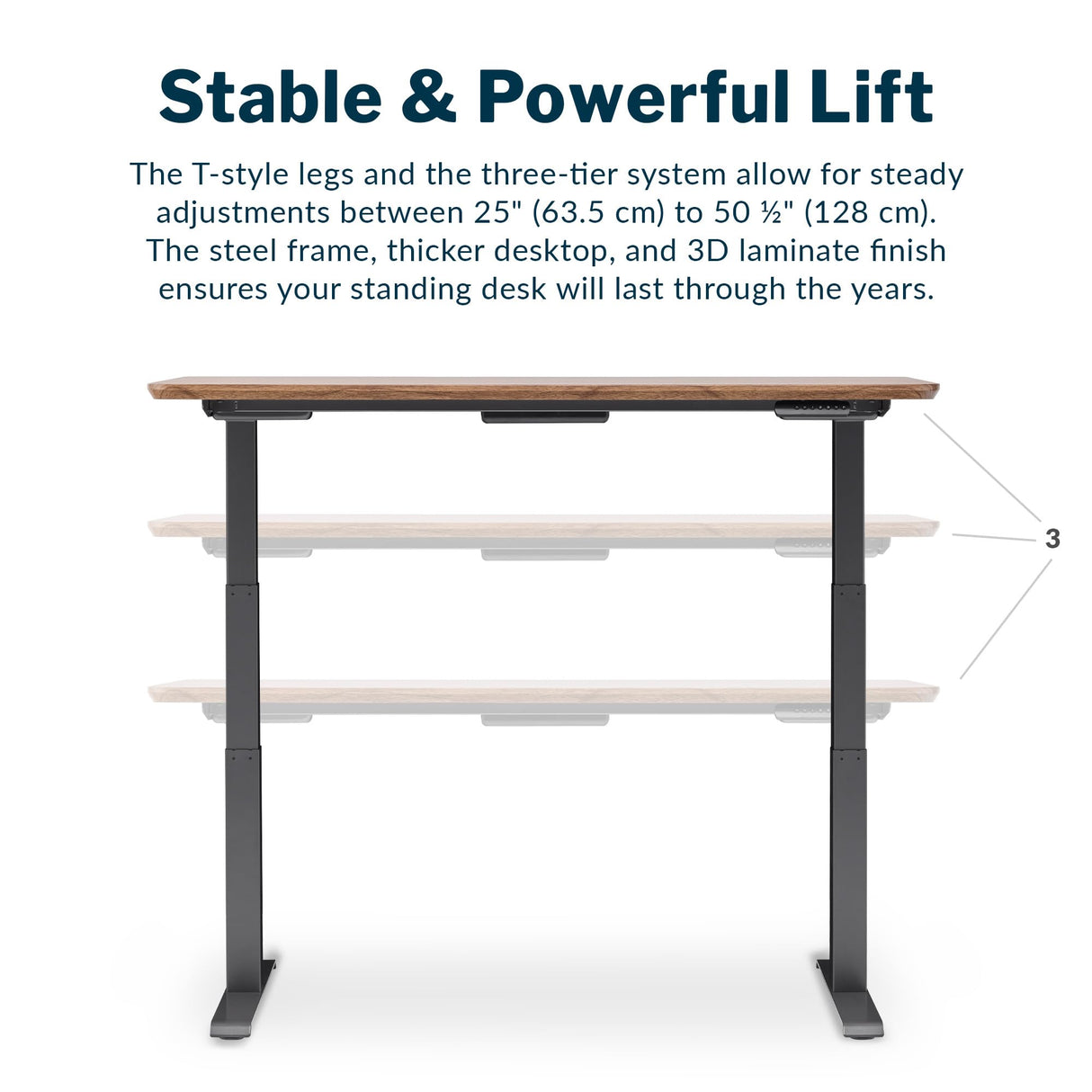 Vari Electric Standing Desk - 60x30 VariDesk, Adjustable Height Stand Up Computer Desk - Dual Motor with Memory Presets, Stable T-Style Legs- Home Office Essentials - Walnut Vari
