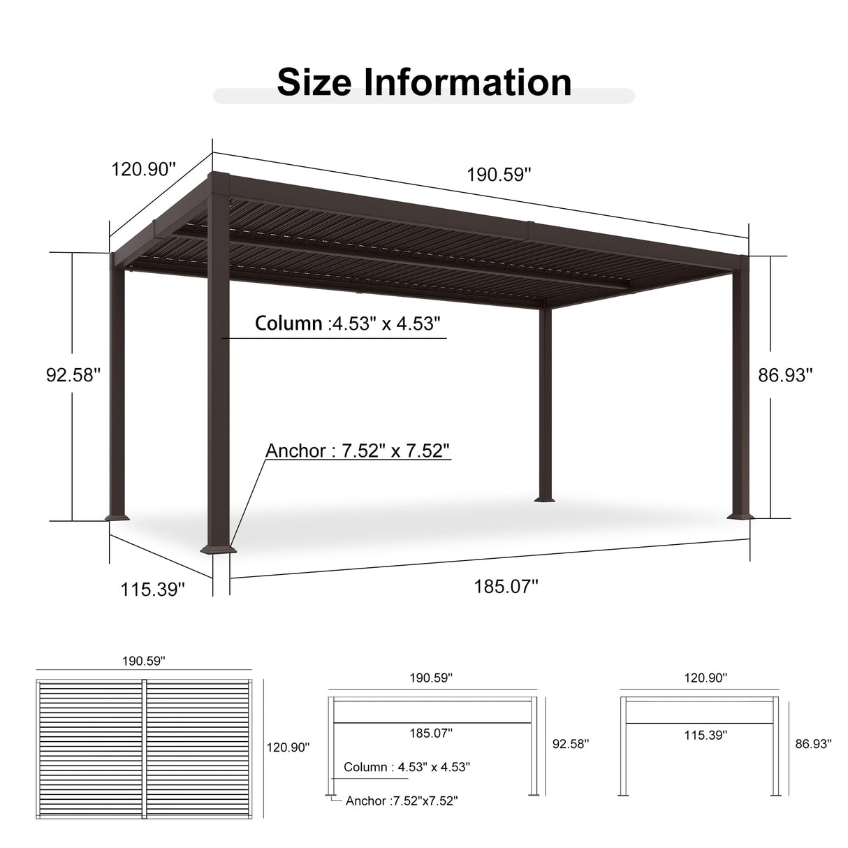 PURPLE LEAF 10' x 16' Louvered Pergola Outdoor Adjustable Louvre Shade Modern Patio Aluminum Pergola with Retractable Roof for Deck Backyard Garden Hardtop Gazebo PURPLE LEAF
