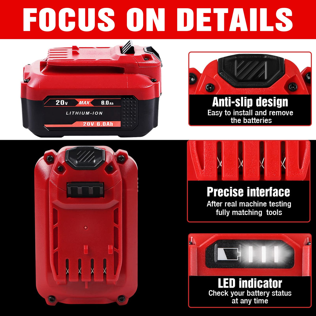 TenHutt 【Upgrade】 20V 6.0Ah Replacement Battery for Craftsman 20V Battery V20 Lithium Ion Battery for CMCB205 CMCB204 CMCB206 CMCB202 CMCB201 20V Cordless Power Tools TenHutt