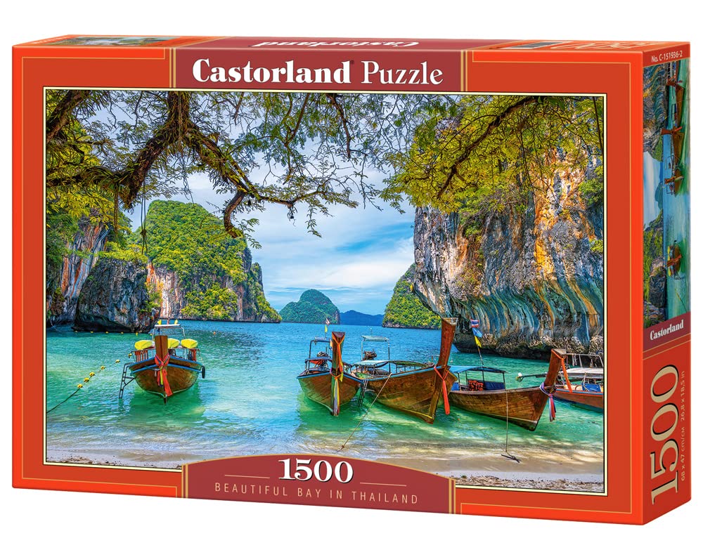 CASTORLAND 1500 Piece Jigsaw Puzzles, Beautiful Bay in Thailand, Asia, Island, Fishing Boat, Ocean Puzzle, Adult Puzzles, Castorland C-151936-2 Castorland