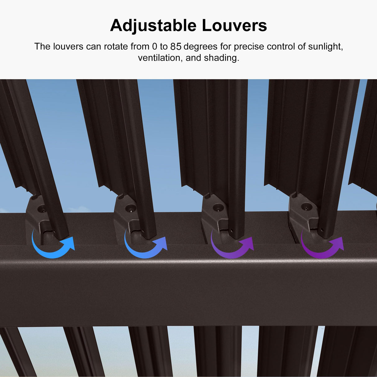 PURPLE LEAF 10' x 12' Louvered Pergola Outdoor Adjustable Louvre Shade Modern Patio Aluminum Pergola with Retractable Roof for Deck Backyard Garden Hardtop Gazebo PURPLE LEAF