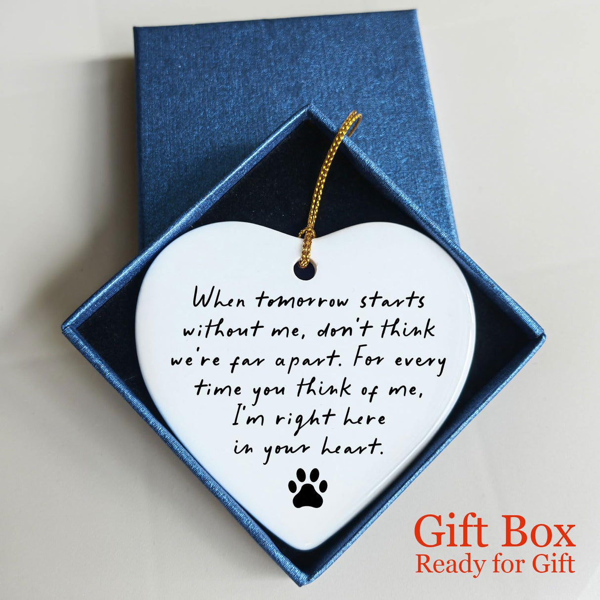 OFlyDesigns Pet Memorial, When Tomorrow Starts Ceramic Heart, in Loving Memory of Your Pet, Pet Loss Gift, Remembrance Gift Loss of Dog or Cat, Pet Memorial Gift Passing Gift OFlyDesigns