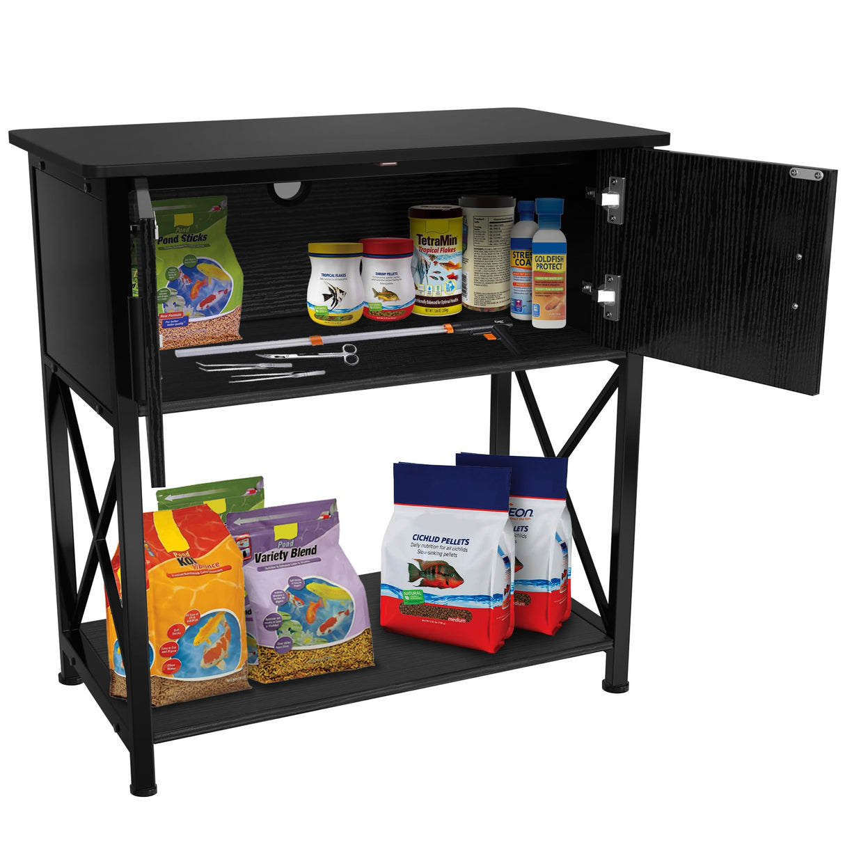 29 Gallon Aquarium Stand, Metal Fish Tank Stand with Cabinet Storage, for 20 Gallon Long Aquarium,30.7" L*12.6" W Tabletop,330LBS Capacity GDLF